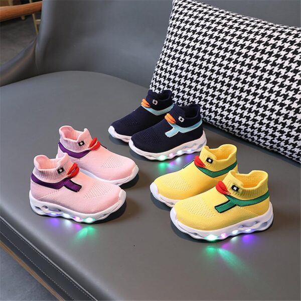 Boys Girls Light Up Running Trainers Baby LED Cute Duck Lightweight Sport Shoes Kids Breathable High Top Black Sock School Shoes Sneakers - Image 5