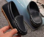 Kids Leather Loafers Boys Girls Slip On Moccasins Anti-Slip Boat Shoes Casual Dress Shoes Flat Breathable Oxford Shoes - Image 4