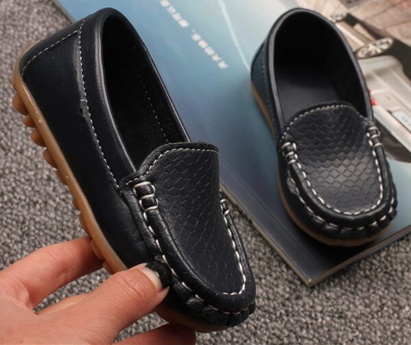 Kids Leather Loafers Boys Girls Slip On Moccasins Anti-Slip Boat Shoes Casual Dress Shoes Flat Breathable Oxford Shoes - Image 4
