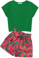 Arshiner Girl's Clothing Set Kids Summer T-shirt with Shorts Set Casual Fashion Short Sleeve Top Outfits Set for Girls 6-14 Years