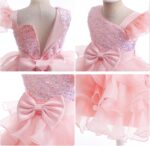 Miipat Girls Dress One-Shoulder Sequins Princess Sleeveless Flower Girl Wedding Bridesmaid Dresses Tutu Ruffles Kids Prom Dress for Party Birthday - Image 5
