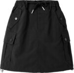 Rolanko Girls Skirts Inner Shorts with Pockets, Adjustable Parachute Cargo Sport Skort with Elastic Waistband