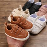 Spring and Autumn Children Baby Toddler Shoes Boys and Girls Flat Bottom Non Slip Lightweight Comfortable Double Hook Loop Solid Color Simple Style Surprise Shoes Toddler Boys (Brown, 0-6 Months) - Image 4
