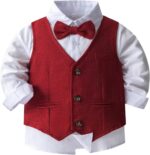 TiaoBug Infant Baby Boys Birthday Party Tuxedo Suit Long Sleeve Shirt Vest Long Trouser Gentleman Outfit - Image 3