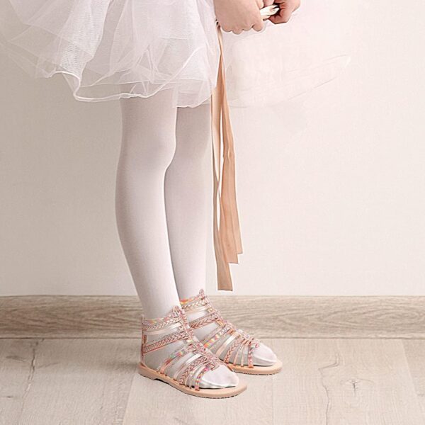 MIXIN Girls Gladiator Sandals for Big Kid Little kids with Strappy Ankle High Back Zipper - Image 5