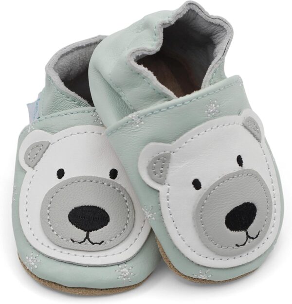 Dotty Fish Soft Leather Baby and Toddler Barefoot Shoes for Boys and Girls. Non-Slip Suede Soles. Animal Designs. 0-6 Months - 4-5 Years - Image 3