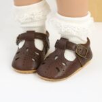 HAOLEI Infant Baby Girls First Walking Shoes Bowknot Soft Sole Newborn Loafers Moccasin Flat Shoes Velcro Anti-Slip Princess Wedding Dress Mary Jane Toddler Prewalker Crib Shoes 0-15 Months - Image 5