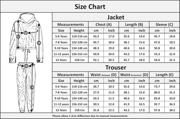 A2Z 4 Kids Girls Tie Dye Tracksuit Crop Hooded Sweatpants Top Bottoms Jogging Suit Joggers Outfit Set Age 5-13 Years - Image 7