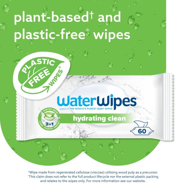 WaterWipes Hydrating Clean Baby Wipes, 360 Wipes (6 Packs), with 99% Water & Aloe Vera Extract, Wet Wipes for Face & Body - Image 4