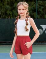 Arshiner Girls Summer Lightweight Sporty Shorts Kids Quick Dry Active Running Workout Shorts with Mesh Liner and Zip Pockets 5-12 Years - Image 2