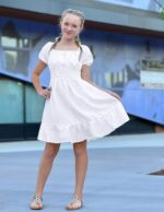 Arshiner Dress Girls Party Dress Elegant Short Sleeve Summer Dresses Children Plain A Line Casual Dress Ruffles Princess Dress Tie Back 122-158 - Image 7