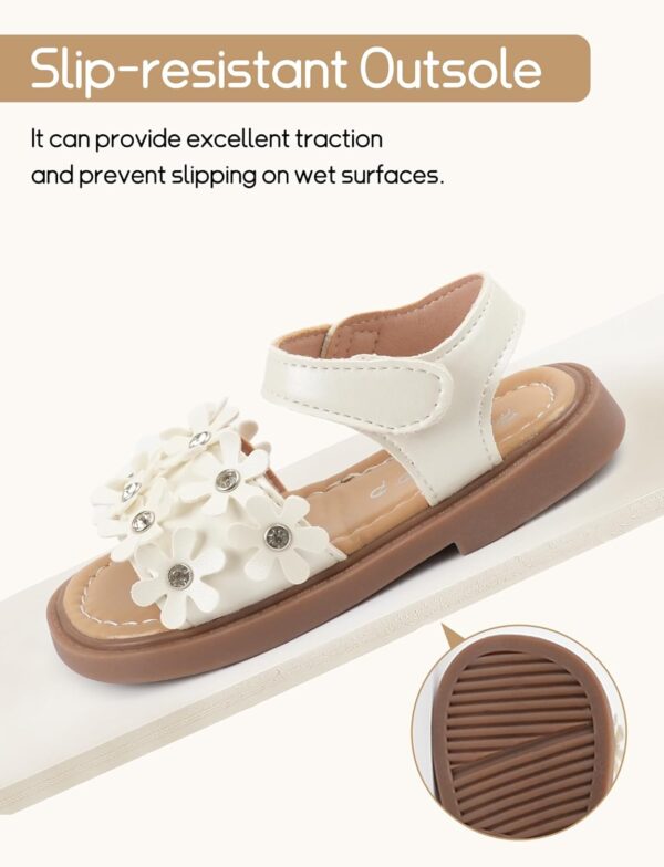 Toddler Little Girls Flower Open-Toe Flat Dress Sandals Summer Casual Shoes Elegant Princess Flat Sandals Kids Sandals - Image 3