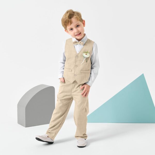 Volunboy Baby Boys 4-Piece Formal Suit, Toddler Waistcoat Wedding Party Birthday Dress Gentleman Suit - Image 2