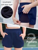 Arshiner Girls Summer Lightweight Sporty Shorts Kids Quick Dry Active Running Workout Shorts with Mesh Liner and Zip Pockets 5-12 Years - Image 4