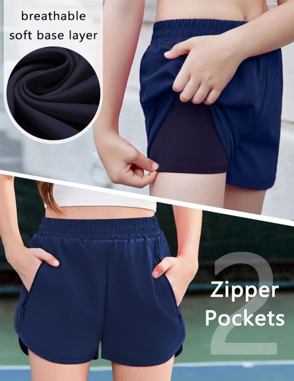 Arshiner Girls Summer Lightweight Sporty Shorts Kids Quick Dry Active Running Workout Shorts with Mesh Liner and Zip Pockets 5-12 Years - Image 4