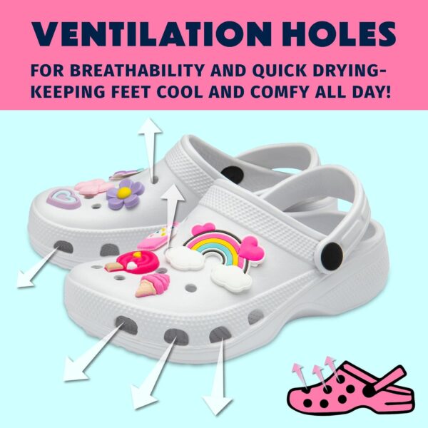 NorthSole Girls Clogs Childrens Sandals with Removable Charms Kids Beach Pool Shoes - Image 4