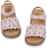 Toddler Little Girls Flower Open-Toe Flat Dress Sandals Summer Casual Shoes Elegant Princess Flat Sandals Kids Sandals