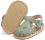 Caziffer Baby Girl Sandals PU Leather Non-slip Embroidery Flower Summer Flats Toddler Shoes for Casual Daily - Image 4