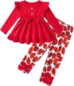 Swimnus Baby Girl Clothes Newborn Baby Clothes Long Sleeve Ruffle Dress Tops and Floral Pants 2 Pieces Set Baby Girl Gifts Newborn Baby Born Clothes 12Months-4Years