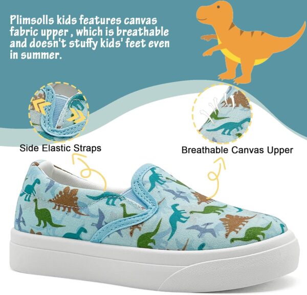 Kids Slip On Canvas Shoes Girls Boys Casual Trainers Breathable Flat Sneakers Pumps Plimsoles with Cartoon Pattern Print - Image 4