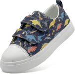 maxvinci Kids Canvas Shoes Girls Boys Easy Fasten Trainers Toddler Breathable Plimsolls Lightweight Pumps Non-Slip Casual Shoes with Dual Hook and Loop