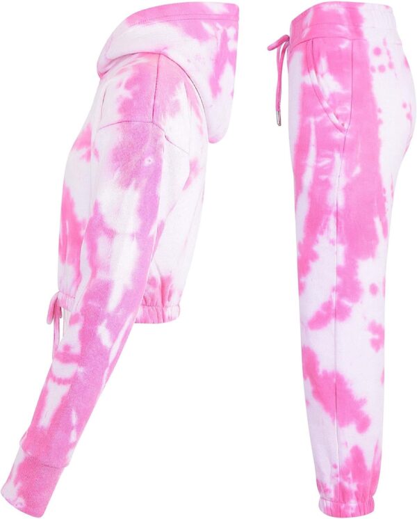 A2Z 4 Kids Girls Tie Dye Tracksuit Crop Hooded Sweatpants Top Bottoms Jogging Suit Joggers Outfit Set Age 5-13 Years - Image 5