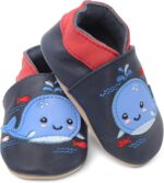 Dotty Fish Soft Leather Baby and Toddler Barefoot Shoes for Boys and Girls. Non-Slip Suede Soles. Animal Designs. 0-6 Months - 4-5 Years - Image 3