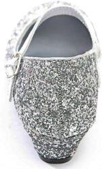 Baby Girls Kids Children Princess Mary Jane Glitter Low Heel Party Wedding Girls Shoes in Silver Gold and Pink Sparkly Glittery Pumps Size UK Kids 9-13 - Image 3