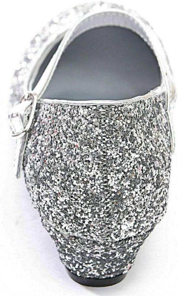 Baby Girls Kids Children Princess Mary Jane Glitter Low Heel Party Wedding Girls Shoes in Silver Gold and Pink Sparkly Glittery Pumps Size UK Kids 9-13 - Image 3