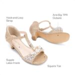 DREAM PAIRS Girls Sandals Ankle Strap T-Strap Low Heel Pearl Bow Flower Pump Dress Wedding Party Shoes for Little Kid/Big Kid - Image 6