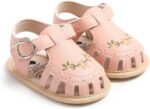 Baby Girl Sandals PU Leather Non-slip Embroidery Flower Summer Flats Toddler Shoes for Casual Daily
