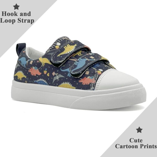 maxvinci Kids Canvas Shoes Girls Boys Easy Fasten Trainers Toddler Breathable Plimsolls Lightweight Pumps Non-Slip Casual Shoes with Dual Hook and Loop - Image 4