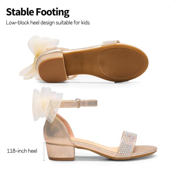 DREAM PAIRS Girls Sandals Low Heel Dress Pump Ankle Strap Interchangeable Bow Flower Wedding Party Shoes for Little Kid/Big Kid - Image 5
