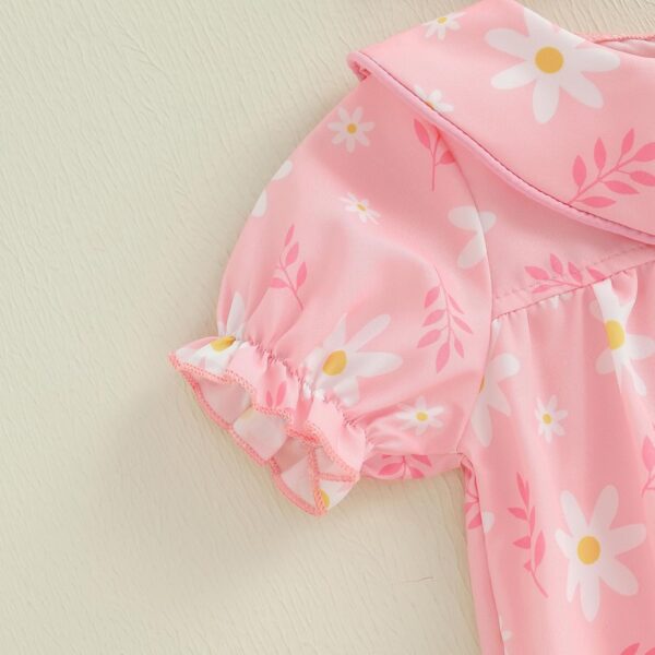 Baby Girl Romper Outfit Bow Print Cute Doll Collar with Headband Summer Newborn Clothes for Baby Girls 0-18 Months - Image 6