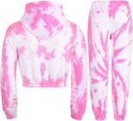 A2Z 4 Kids Girls Tie Dye Tracksuit Crop Hooded Sweatpants Top Bottoms Jogging Suit Joggers Outfit Set Age 5-13 Years - Image 4