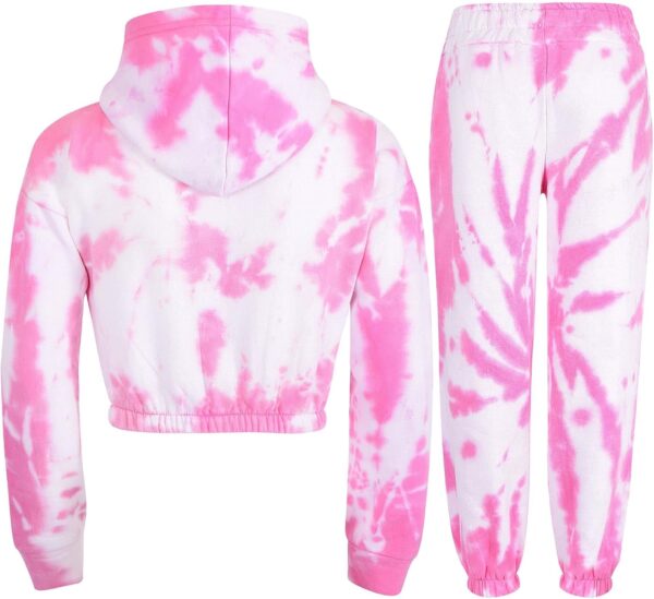 A2Z 4 Kids Girls Tie Dye Tracksuit Crop Hooded Sweatpants Top Bottoms Jogging Suit Joggers Outfit Set Age 5-13 Years - Image 4