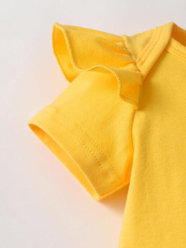 Baby Girls Cotton Rompers Newborn Summer Ruffle Short Sleeve Skirt Set - Image 3