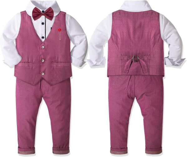 Nwada 4 Piece Boy Suits Boys Wedding Suit Page Boy Party Prom Formal Tuxedo Suits 3-4 Years - Image 4
