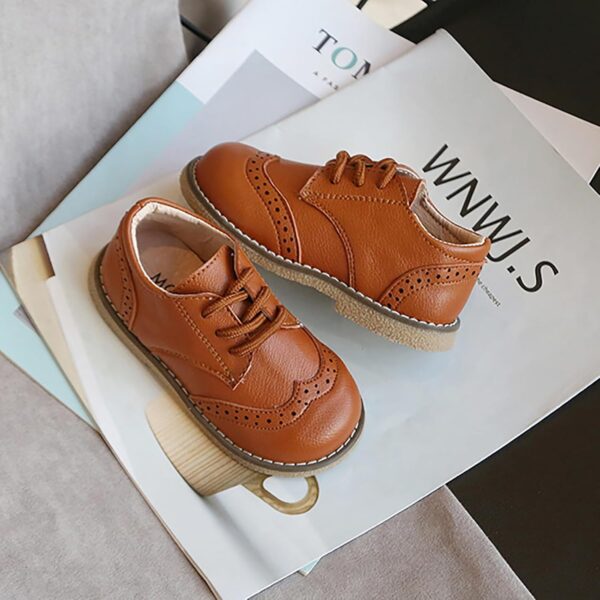 Toddler Boys Girls Dress Shoes Little Kid Oxford Shoes Wedding Church Dress Shoes PU Leather Lace Up School Uniform Loafer Flats - Image 3