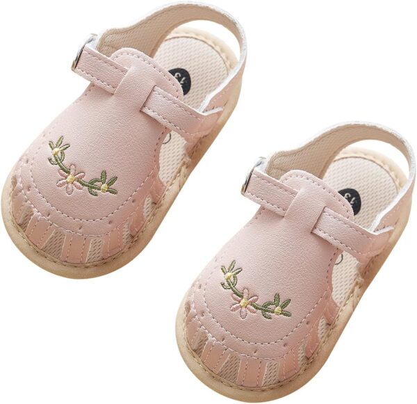 Baby Girl Sandals PU Leather Non-slip Embroidery Flower Summer Flats Toddler Shoes for Casual Daily - Image 6
