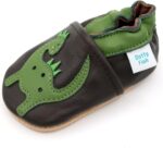 Dotty Fish Soft Leather Baby and Toddler Barefoot Shoes for Boys and Girls. Non-Slip Suede Soles. Animal Designs. 0-6 Months - 4-5 Years