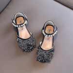 Baby Girls Kids Beaded Pearl Strap Dress Sandals Closed Toe Ankle Fashion Shoes Toddler Leather Soft Loafers Comfy Light - Image 3