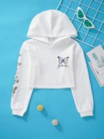 Manyakai Kids Girls Butterfly Printed Hoodie Pullover Sweatshirts Hooded Long Sleeve Crop Tops - Image 5