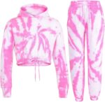 A2Z 4 Kids Girls Tie Dye Tracksuit Crop Hooded Sweatpants Top Bottoms Jogging Suit Joggers Outfit Set Age 5-13 Years