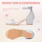 Girls Sandals Party Shoes Low Heels Open Toe Princess Sandal Ankle Strap Dress up Glitter Wedding Shoe for Little Big Kid Summer - Image 3