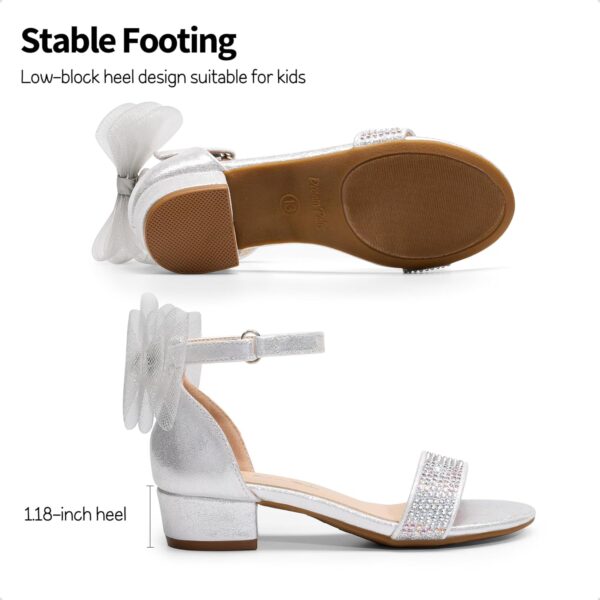 DREAM PAIRS Girls Sandals Low Heel Dress Pump Ankle Strap Interchangeable Bow Flower Wedding Party Shoes for Little Kid/Big Kid - Image 5