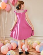 Arshiner Girls Dress Summer Ruffle Sleeve Mesh A Line Casual Party Dresses with Pockets 6-13 Years - Image 6