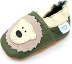 Dotty Fish Soft Leather Baby and Toddler Barefoot Shoes for Boys and Girls. Non-Slip Suede Soles. Animal Designs. 0-6 Months - 4-5 Years