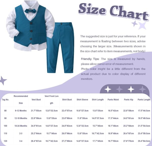 CHICTRY Baby Toddler Boys Gentleman Outfit Bow Tie Dress Shirt Pants Wedding Birthday Formal Suits Set - Image 7