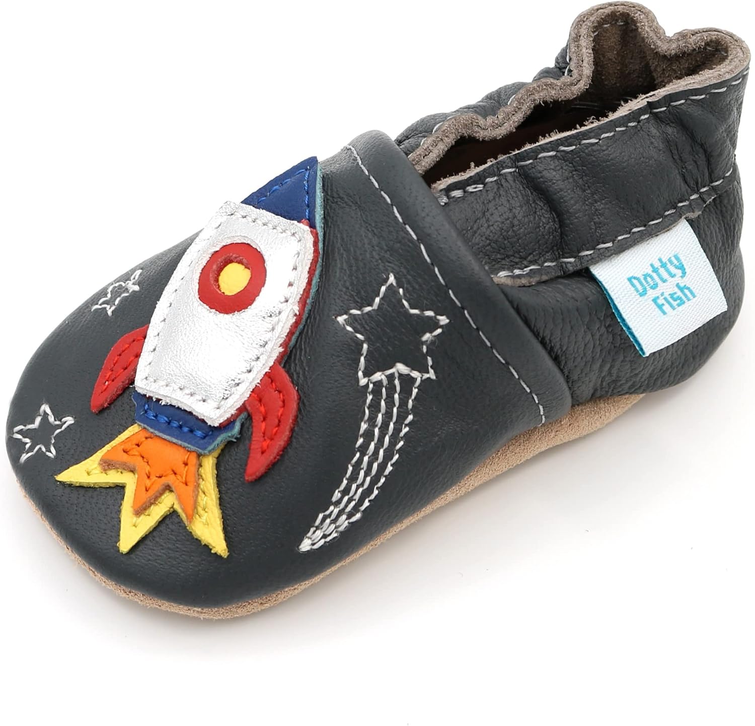 71u2SUYHV4L._AC_SL1500_.jpg Dotty Fish Baby Boy's Soft Leather Shoes First Walker - Image 1